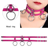 Female Punk Ring Pendant O-Ring Choker Collar Necklace