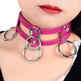 Female Punk Ring Pendant O-Ring Choker Collar Necklace