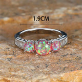 Vintage Purple Fire Opal Stone Ring Silver Jewelry