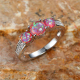 Vintage Purple Fire Opal Stone Ring Silver Jewelry