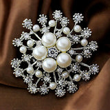 Crystal Flower Brooch Charm Pin Pearl Pin Dress Coat Accessories