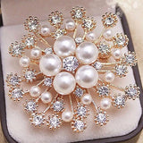 Crystal Flower Brooch Charm Pin Pearl Pin Dress Coat Accessories