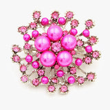 Crystal Flower Brooch Charm Pin Pearl Pin Dress Coat Accessories