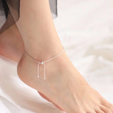 925 Sterling Silver Snake Chain Bow Knot Anklets Adjustable Women Accessories
