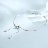 925 Sterling Silver Snake Chain Bow Knot Anklets Adjustable Women Accessories