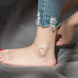 925 Sterling Silver Snake Chain Bow Knot Anklets Adjustable Women Accessories