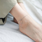 925 Silver Snake Chain Bow Knot Anklets Bracelet Necklace Set