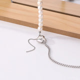 925 Silver Tassel Necklace w/ Pearl Heart Pendant