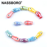 Fish Ceramic Beads for Jewelry Making Diy Hand Big Hole Loose Porcelain Bead