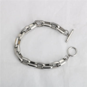 Flat Wide OT Buckle Bracelet Chain Stainless Steel
