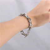 Flat Wide OT Buckle Bracelet Chain Stainless Steel