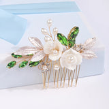 Floral Rhinestone Pearl Bridal Hair Combs Wedding Headpiece