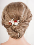 Floral Rhinestone Pearl Bridal Hair Combs Wedding Headpiece