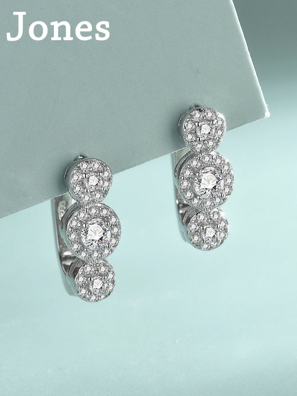 Zirconia Floral Earrings S925 Sterling Silver Jewelry