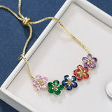 Flower Zircon Ladies Bracelet Adjustable Student Bracelet
