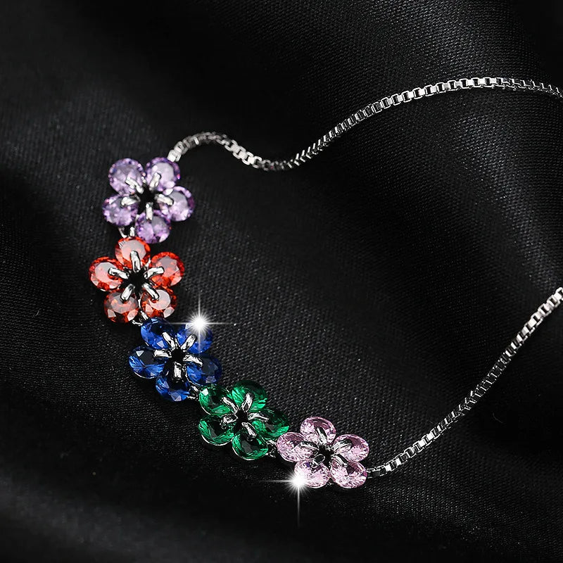 Flower Zircon Ladies Bracelet Adjustable Student Bracelet