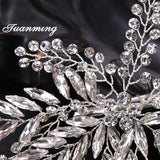 Bride Hairpins Leaf Rhinestone Wedding Barrettes Hairgrips Headdress