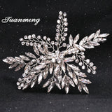 Bride Hairpins Leaf Rhinestone Wedding Barrettes Hairgrips Headdress
