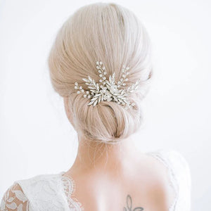Bride Hairpins Leaf Rhinestone Wedding Barrettes Hairgrips Headdress