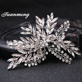 Bride Hairpins Leaf Rhinestone Wedding Barrettes Hairgrips Headdress