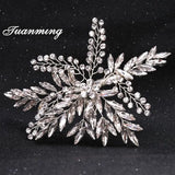 Bride Hairpins Leaf Rhinestone Wedding Barrettes Hairgrips Headdress