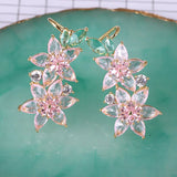 Ice Zirconia Flower Cuff Earring Wedding Jewelri Anniversary Women Drop Earring