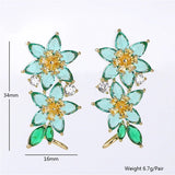 Ice Zirconia Flower Cuff Earring Wedding Jewelri Anniversary Women Drop Earring