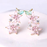 Ice Zirconia Flower Cuff Earring Wedding Jewelri Anniversary Women Drop Earring