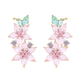 Ice Zirconia Flower Cuff Earring Wedding Jewelri Anniversary Women Drop Earring