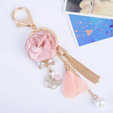 Flower Key Chain Tassel Keychain Car Key Ring Bag Charm Pendant