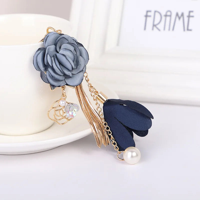 Flower Key Chain Tassel Keychain Car Key Ring Bag Charm Pendant