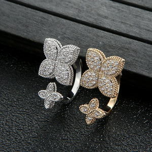 Flower Open Ring Zircon Jewelry Party Christmas ZK30