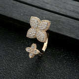 Flower Open Ring Zircon Jewelry Party Christmas ZK30