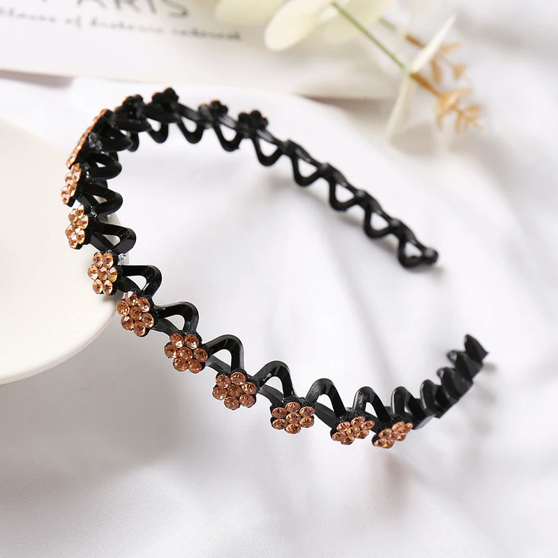 Rhinestone Flower Headband for Women - Crystal Bow Hair Accessory
