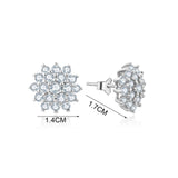 Flower Shape 925 Sterling Silver Stud Earrings with Cubic Zirconia