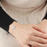 925 Silver Daisy Cherry Stretch Opal Charm Bracelet Lady Jewelry