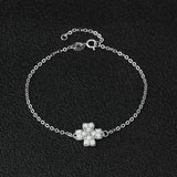 925 Silver Daisy Cherry Stretch Opal Charm Bracelet Lady Jewelry