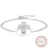 925 Silver Daisy Cherry Stretch Opal Charm Bracelet Lady Jewelry