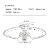 925 Silver Daisy Cherry Stretch Opal Charm Bracelet Lady Jewelry