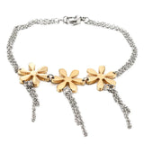Flower Tassel Pendant Bracelet Silver Chain Sweet Girls Charm Bracelet