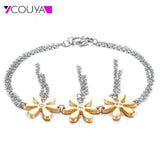 Flower Tassel Pendant Bracelet Silver Chain Sweet Girls Charm Bracelet