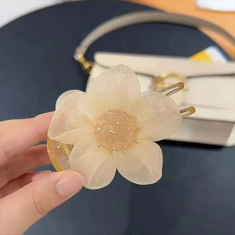Flower Hair Claw Head Fixed Grip Clip Sweet Horsetail Grip Clip Hair Accessorie