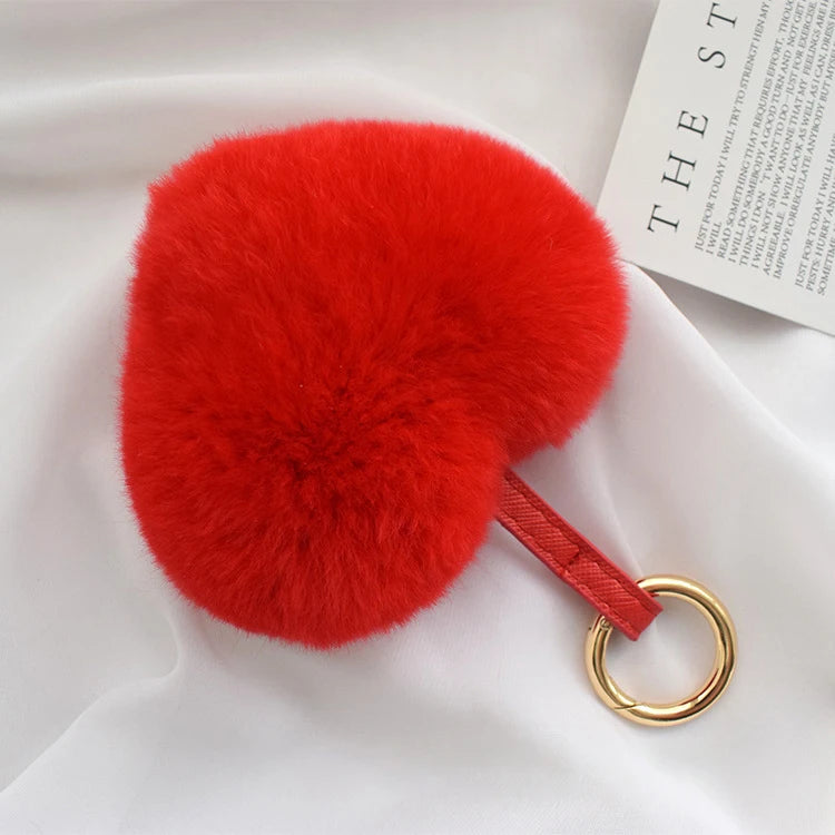 Real Rex Rabbit Fur Ball PomPom Soft Keychain Bag Charm