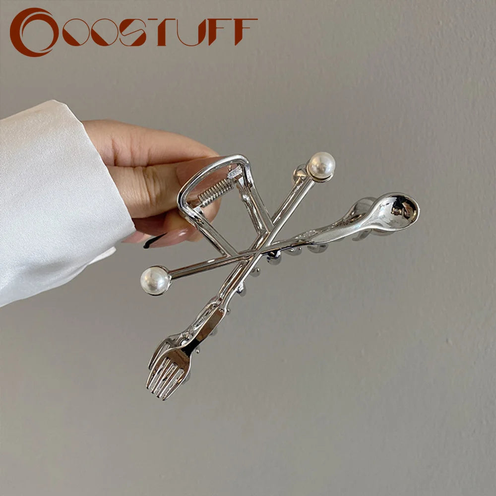 Silver Hair Claw Goth Hair Accessoires