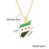 Syrian Army Map Flag Pendant Necklace Stainless Steel Gold/Silver Ethnic Gift