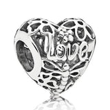 925 Silver Bee Happy Honeycomb Family Tree Dragonfly Heart Charm Bracelet Beads