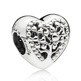 925 Silver Bee Happy Honeycomb Family Tree Dragonfly Heart Charm Bracelet Beads