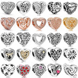 925 Silver Bee Happy Honeycomb Family Tree Dragonfly Heart Charm Bracelet Beads