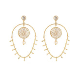French Charm Zircon Silver Crown Drape Dream Catcher Earrings