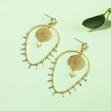 French Charm Zircon Silver Crown Drape Dream Catcher Earrings